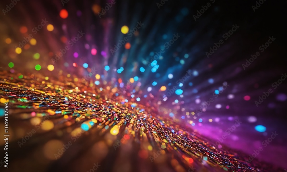 Obraz premium Vibrant multicolored lights shimmering and radiating in a dynamic display during a night event