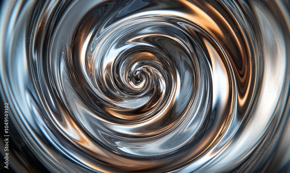 A spiral of silver and gold swirls A spiral of silver and gold swirls