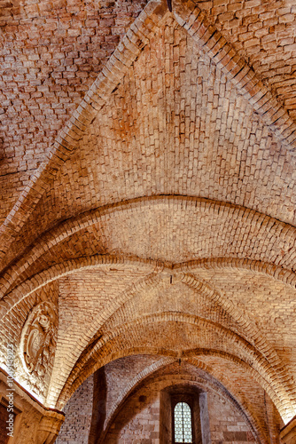 Obraz na płótnie Brick ceiling of Palazzo dei Priori in Perugia, a historical gem in the heart of Umbria's medieval capital w salonie
