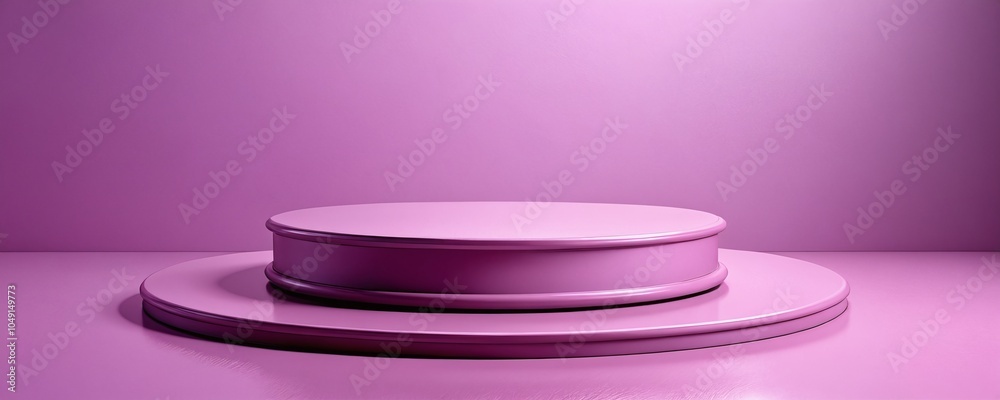 Pink circular platform against a vibrant pink backdrop, ideal for presentations or displays in an artistic setting Pink circular platform against a vibrant pink backdrop, ideal for presentations or displays in an artistic setting