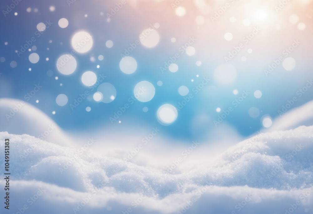 Fototapeta premium Soft snow blankets the ground under a bright, sparkling winter sky in a tranquil landscape during the early morning light