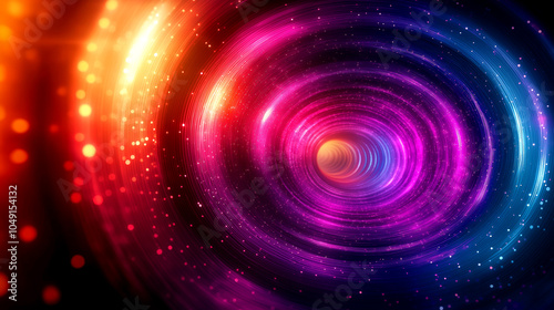 abstract background. colorful neon vortex with swirling lights and a cosmic effect, featuring intense pink, purple, blue, and orange hues. sci-fi background, wallpaper, futuristic backdrop, digital