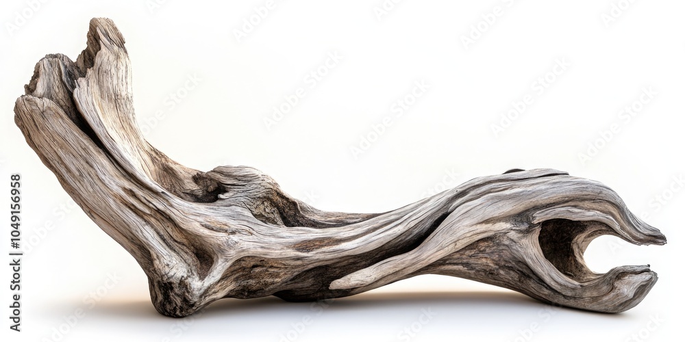 Long, thin piece of wood with a hole in the middle. The wood is weathered and has a rough texture. Concept of natural beauty and the passage of time Long, thin piece of wood with a hole in the middle. The wood is weathered and has a rough texture. Concept of natural beauty and the passage of time