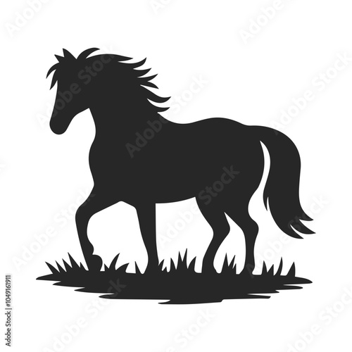 Horse Vector illustration silhouette, Shire Horse Silhouette Clipart, Draft Horse Black Vector