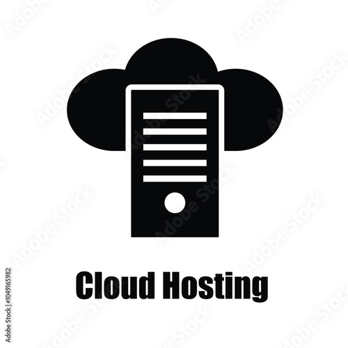 Cloud Hosting in trendy glyph style , Cloud Hosting - Vector icon in white background 