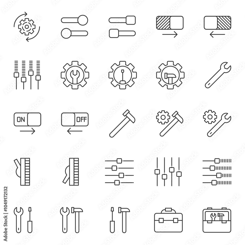 Settings gears icon set. Settings symbol modern, simple, vector, icon for website design, mobile app, ui. Vector Illustration Settings gears icon set. Settings symbol modern, simple, vector, icon for website design, mobile app, ui. Vector Illustration