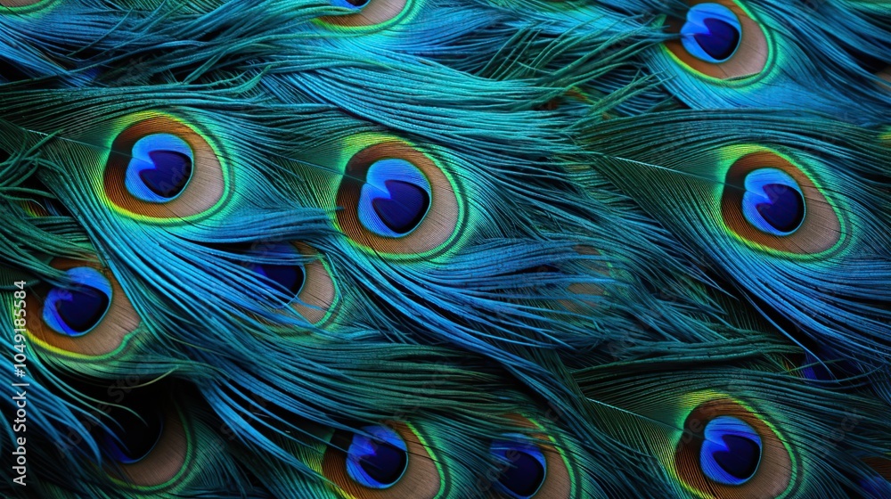 Obraz premium Close-up peacock tail feathers background