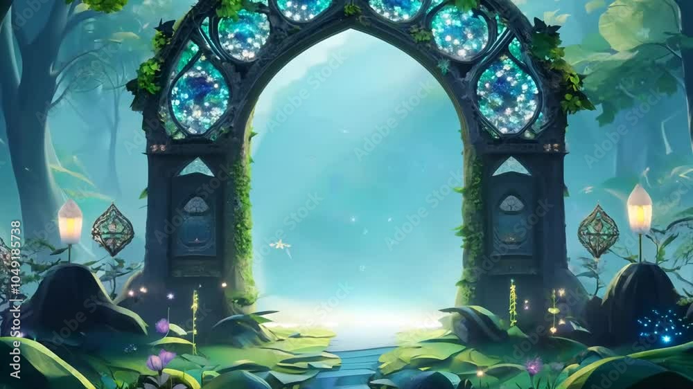 arch fairy Created landscape forest enchanted nature tree garden eden nymph heaven paradise eve fountain panoramic latium vibrant bridge wonder picture magical water spring grass green fantasy magic 