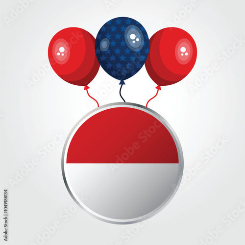 Celebration Monaco National Flag With Balloons