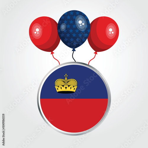Celebration Liechtenstein National Flag With Balloons