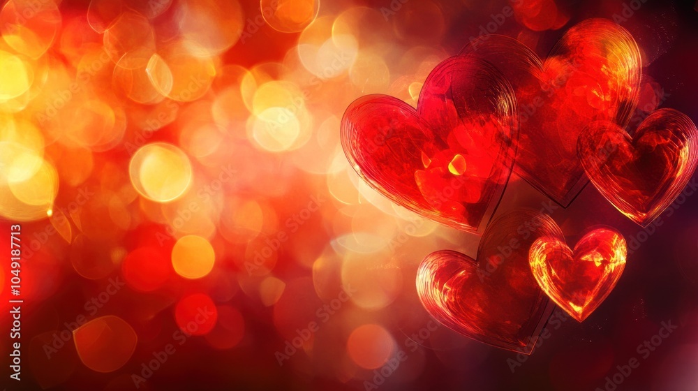 Red Hearts on a Festive Background Red Hearts on a Festive Background