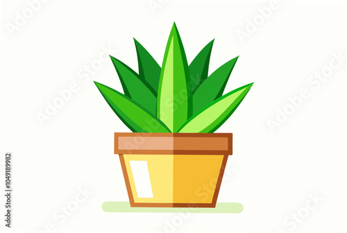 Aloe vera in flower pot vector art illustration