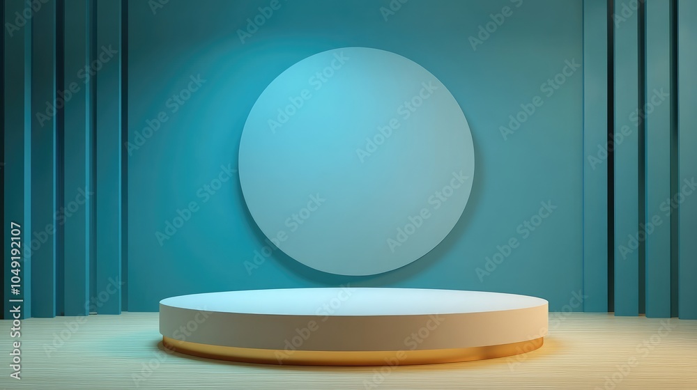Abstract Blue Background with a Circular Platform and a White Oval Abstract Blue Background with a Circular Platform and a White Oval