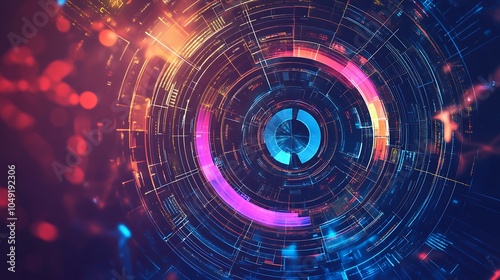 Wallpaper Mural Abstract digital technology background with glowing circles and lines. Torontodigital.ca