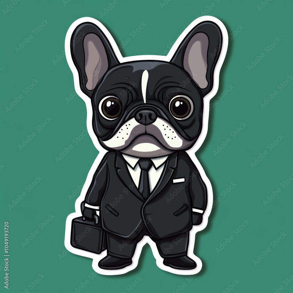 French Bulldog in Suit Business Sticker
