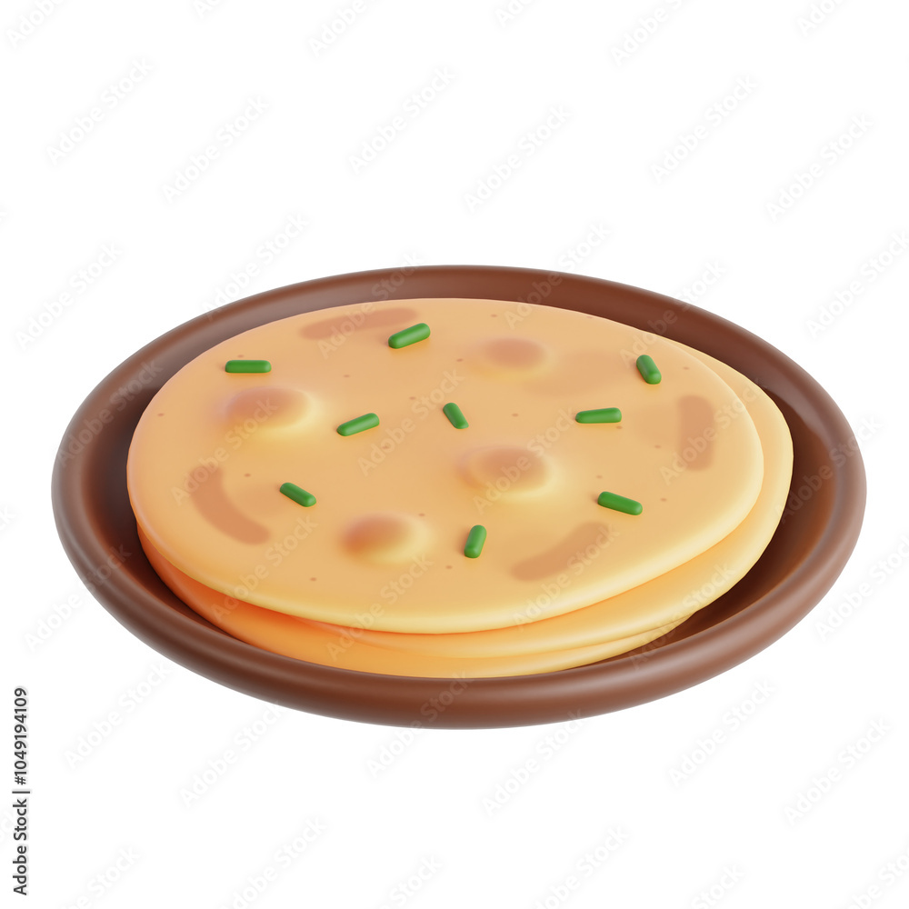 Fototapeta premium PNG 3D aloo paratha illustration isolated on a white background