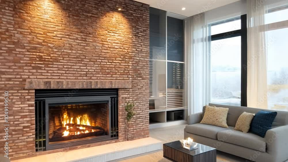 custom made wallpaper toronto digitalbackground virtual 4k seamless video room fireplace overlay interior living animation brick looping wall bright modern home house design cosy decoration apartment furniture fire luxury wood warm nobo