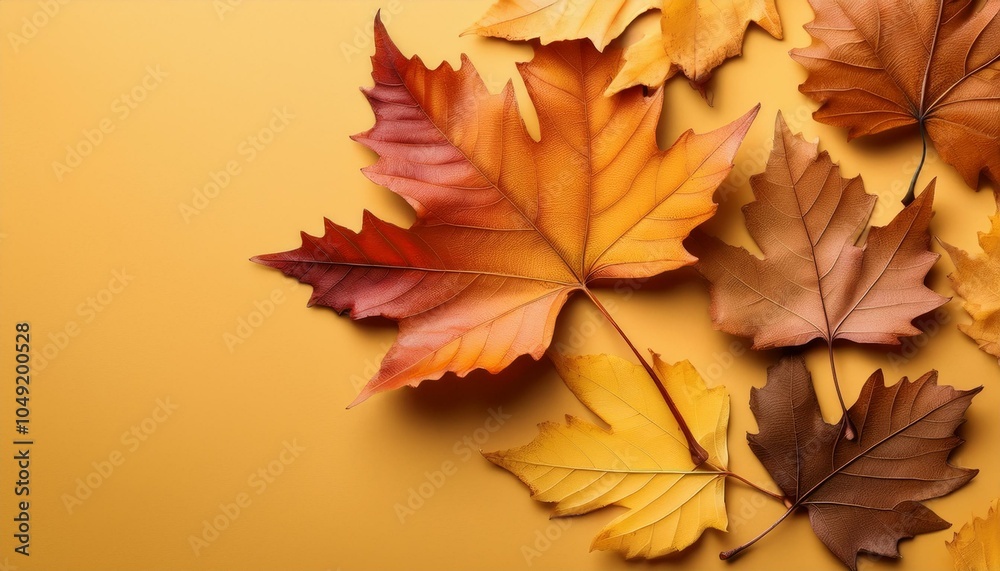 Autumn leaves on a yellow background Autumn leaves on a yellow background