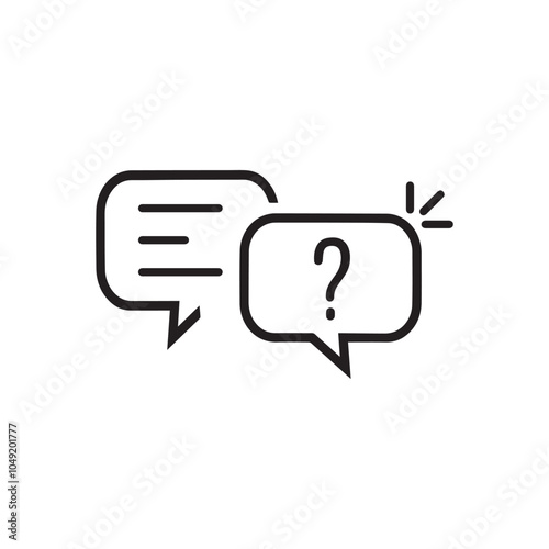 black answer to the question thin line bubble. outline trend modern chatroom logotype graphic stroke art design element isolated on white. concept of simple