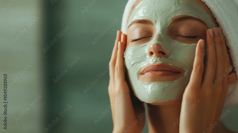 A serene setting featuring a woman with a gentle face mask, representing relaxation and luxury. The image highlights calmness in a soothing spa environment. A serene setting featuring a woman with a gentle face mask, representing relaxation and luxury. The image highlights calmness in a soothing spa environment.