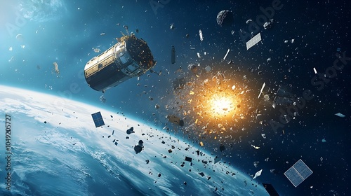 Dangerous Space Debris Orbiting Earth s Atmosphere Posing Serious Threat to Satellites Spacecraft and Missions as Fragments Collide and Damage Critical Infrastructure photo