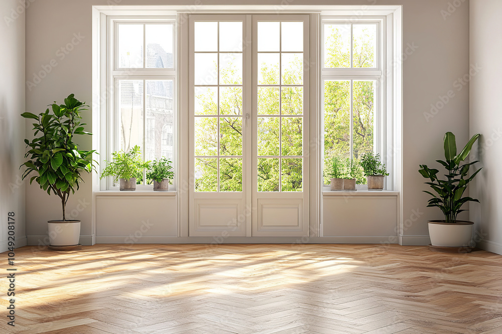 Fototapeta premium interior with parquet floor