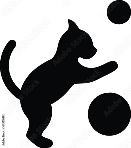 Playful Cat Silhouette Icon Vector for Pet Shops & Animal Clinics