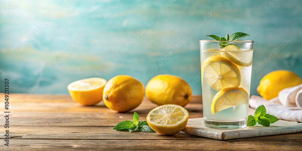 Fototapeta premium Refreshing summer lemonade perfect for healthy living