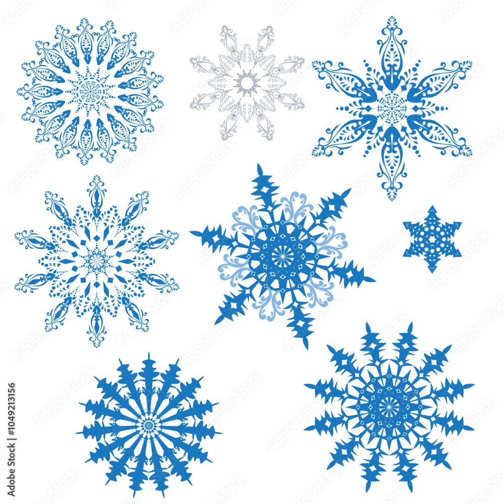 Fototapeta premium Elegant lace snowflakes isolated on white background.eps