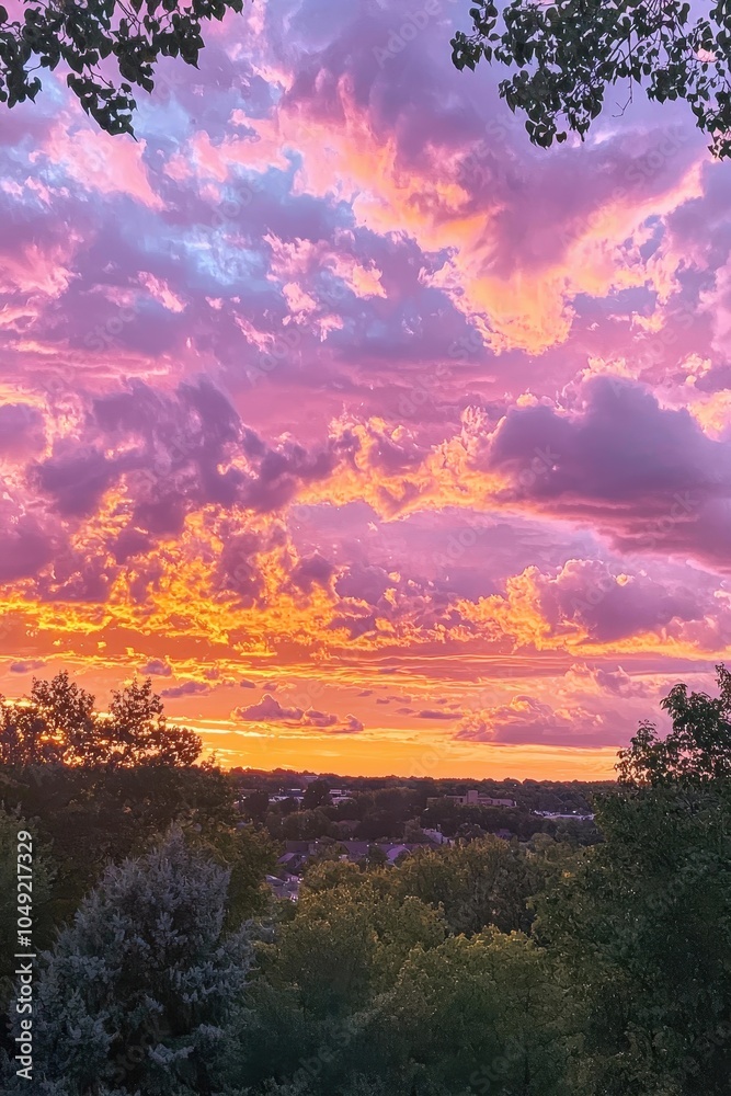 Obraz premium Vibrant Cloudy Sky with Shades of Pink and Orange