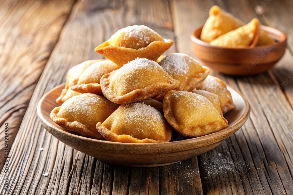 Fried dough delicacy perfect with cured meat, typical Emilia Romagna cuisine aerial view Fried dough delicacy perfect with cured meat, typical Emilia Romagna cuisine aerial view