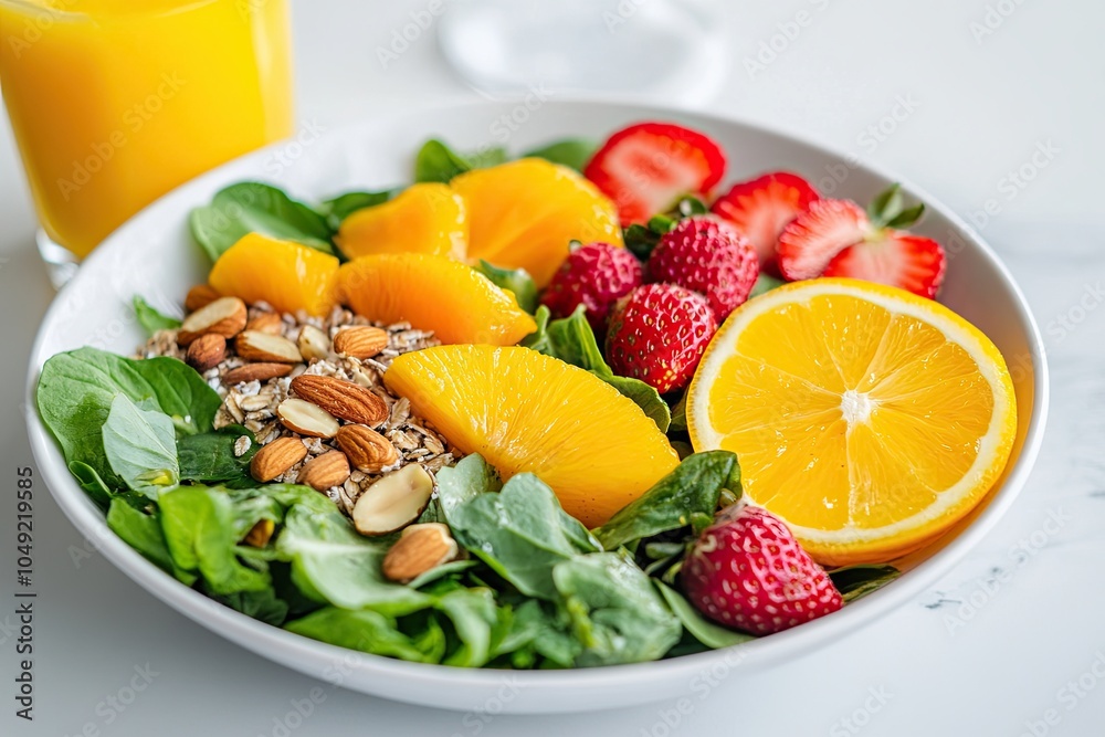 Savoring a Vibrant Breakfast With Fresh Muesli, Vibrant Fruits, and Crunchy Nuts on a Sunny Morning Savoring a Vibrant Breakfast With Fresh Muesli, Vibrant Fruits, and Crunchy Nuts on a Sunny Morning