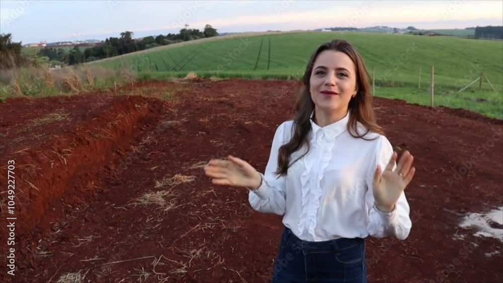 Mulher faz apresentação em terreno plaino 