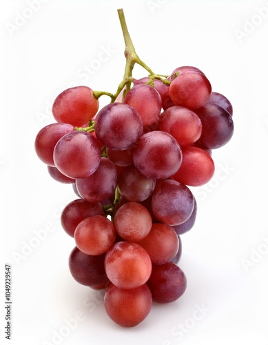 Fresh red grapes on white background