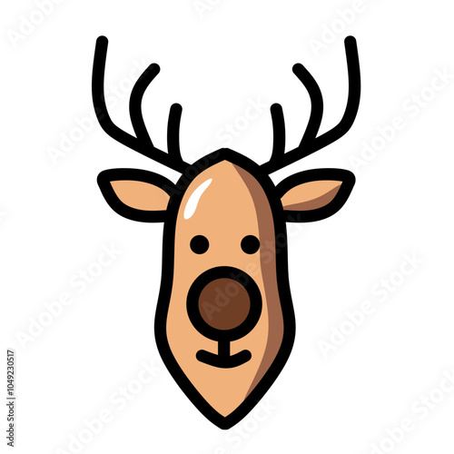 Cute santa reindeer head, perfect for icon