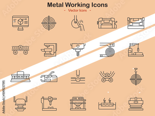 Icons depicting metalworking tools and equipment