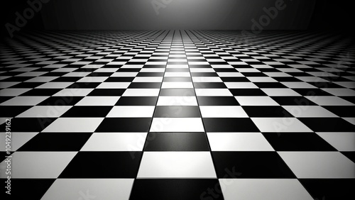 Perspective black and white checked floor background