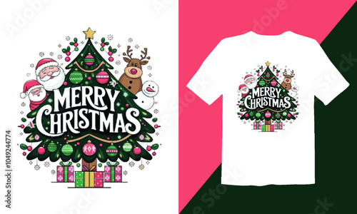 Merry Christmas Typography Holiday Tee