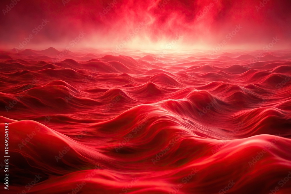 Obraz premium Abstract red wave background with red fog texture overlays