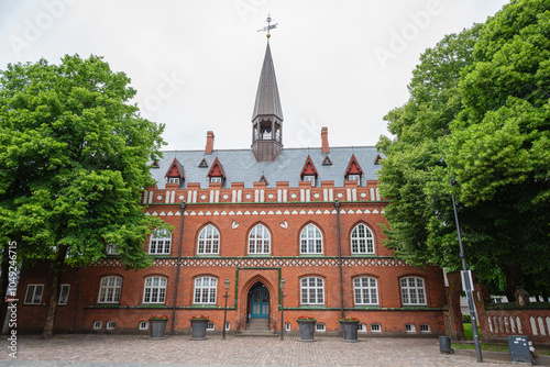 Foto The city center of city of Herning in Denmark