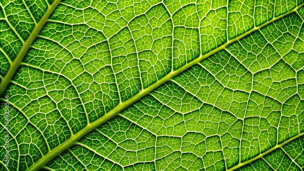 Green leaf structure in macro photography showcasing intricate asymmetrical patterns and textures Green leaf structure in macro photography showcasing intricate asymmetrical patterns and textures