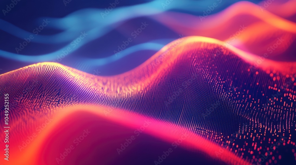 Fototapeta premium Abstract Wavy Pattern with Red and Blue Lights