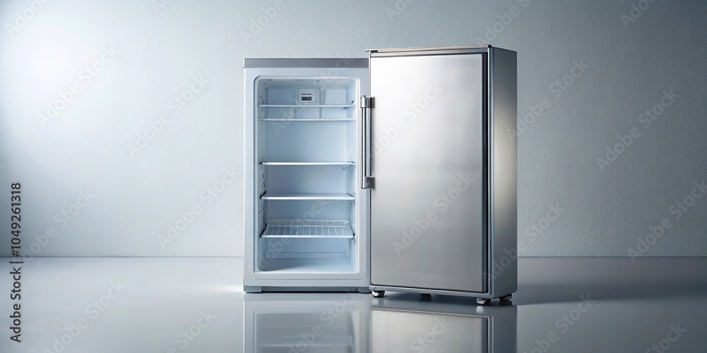 Compact refrigerator on plain backdrop Compact refrigerator on plain backdrop