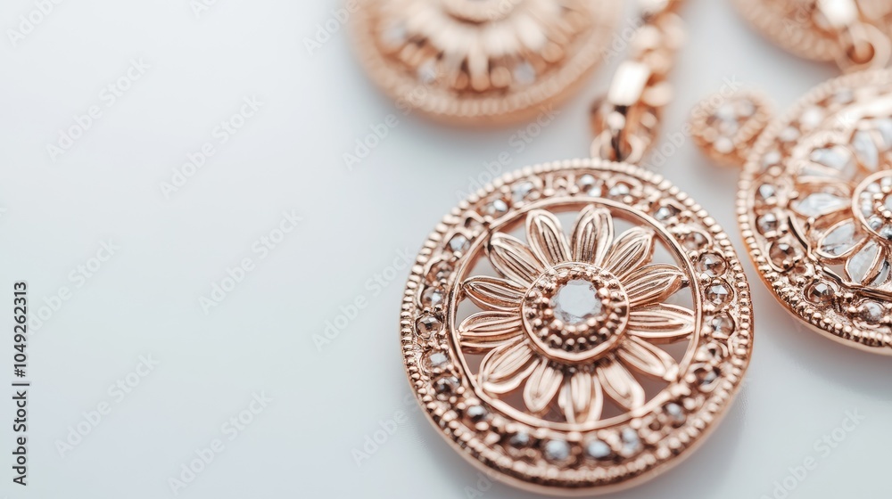 Elegant Rose Gold Jewelry with Floral Design Elegant Rose Gold Jewelry with Floral Design