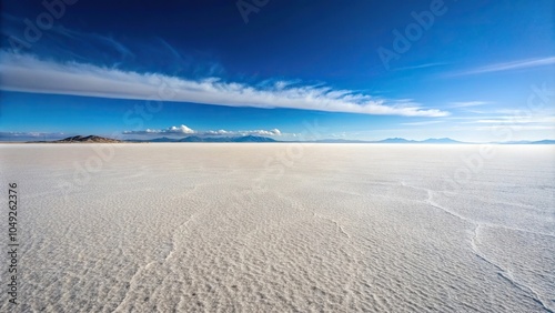 Symmetrical salt flat landscape with endless horizon