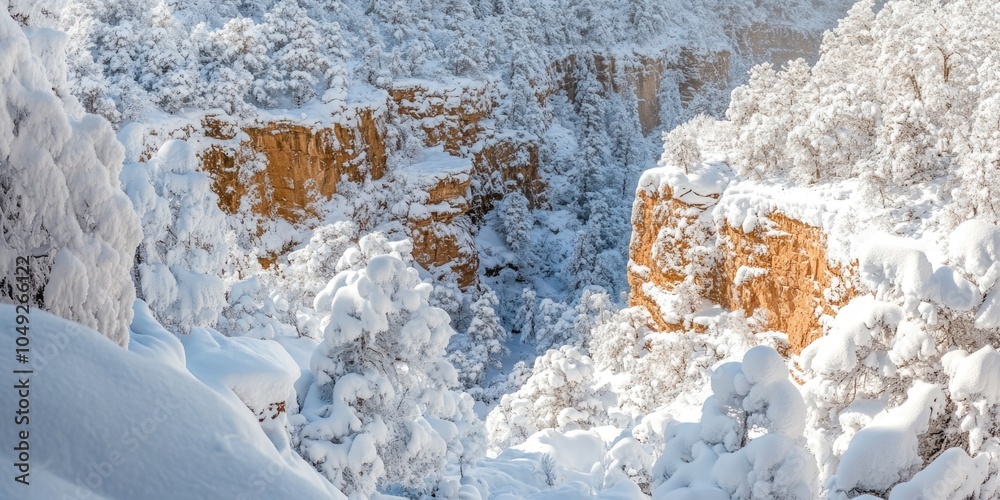 Fototapeta premium Winter Wonderland: Snowy Canyon Landscape