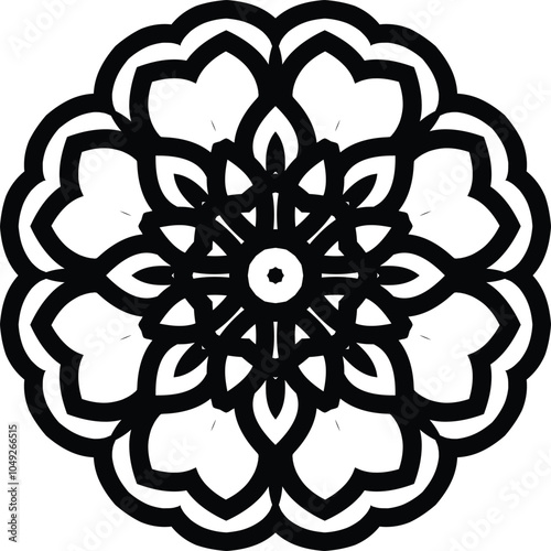 Flower Mandala Drawing Circular Pattern in the Form of a Mandala Decorative Ornament in Ethnic Oriental Style.