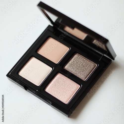 A sleek eyeshadow palette featuring four stunning colors. Ideal for creating versatile makeup looks. Perfect for both everyday wear and special occasions. Go glam with these shades. AI photo