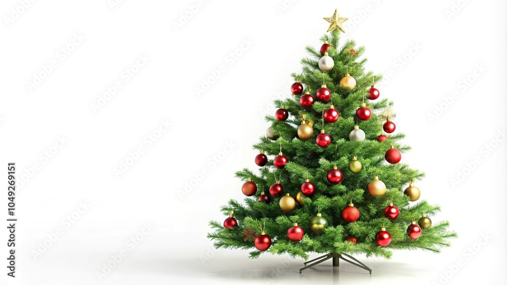 Festive holiday tree with wide-angle view Festive holiday tree with wide-angle view