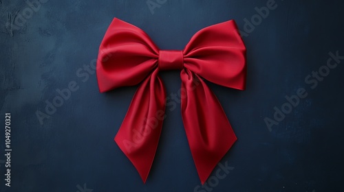 A red bow with a red ribbon, perfect for adding a festive touch to your designs.